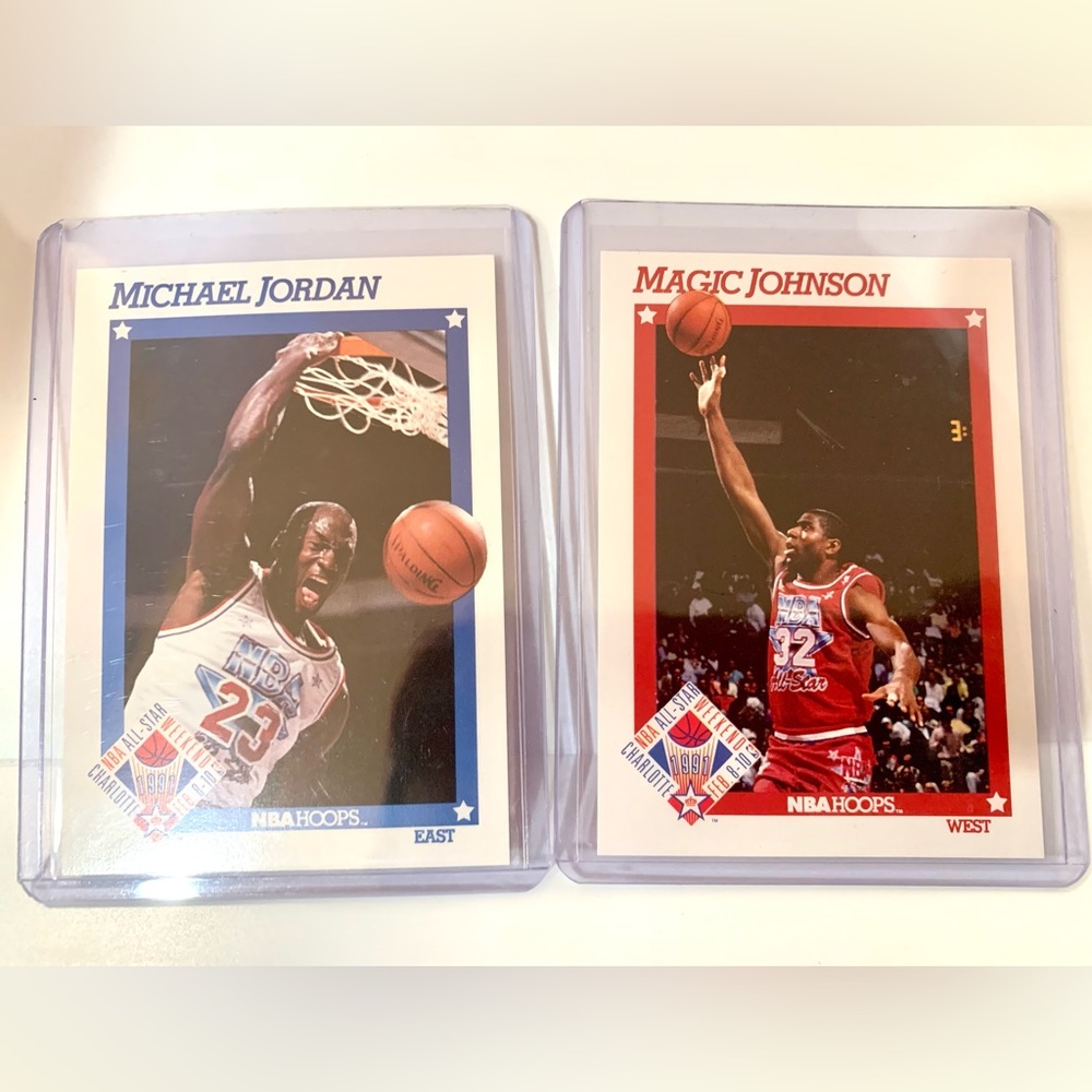 1991 NBA Hoops All Star Michael Jordan Card #253 MAGIC JOHNSON CARD #266